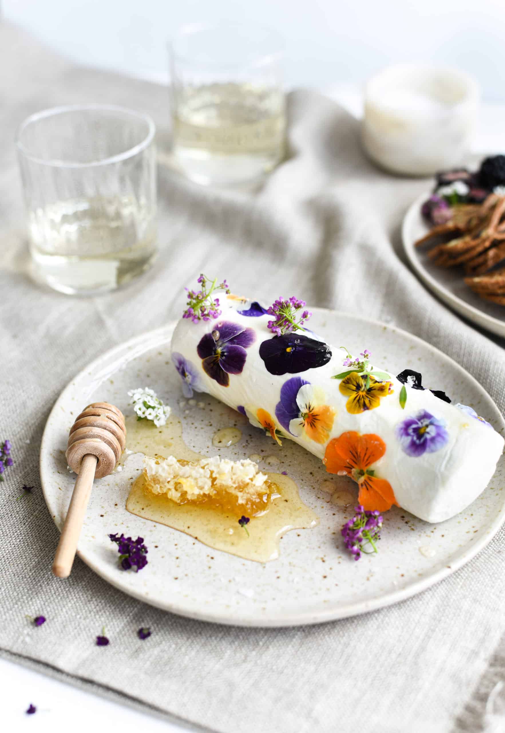 Goat Cheese with Edible Flowers and Honey - Goodtaste with Tanji